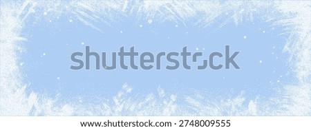 Ice overlay texture for frame grunge blue and effect scratchy background. Snowy grainy winter for frozen noise border and vector rink graphic. Ice scratch crack for frame frosty splash.