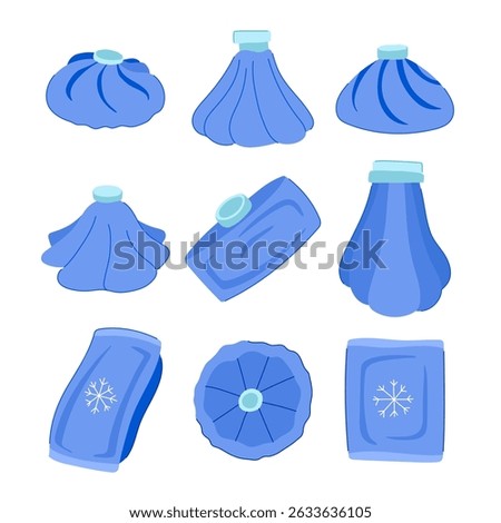 ice pack for injuries set cartoon. reusable gel, pain recovery, inflammation soothing ice pack for injuries sign. isolated symbol vector illustration
