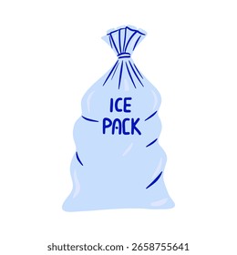 Paquete de hielo sobre fondo aislado blanco. Ilustración vectorial