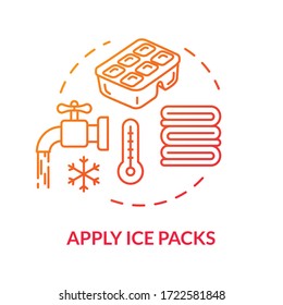 Ice Packs, First Aid Item Concept Icon. Traumatism Ambulance, Hematoma Therapy And Bruise Treatment, Health Care Thin Line Illustration. Vector Isolated Outline RGB Color Drawing