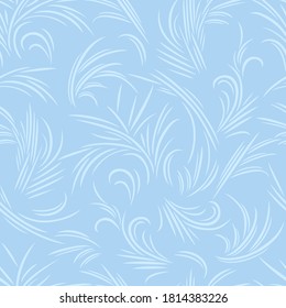 Ice pattern on frosty window seamless pattern. Vector illustration of winter design. Simple flat style. Abstract blue background.