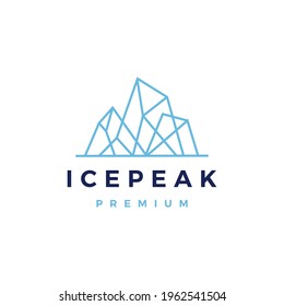 ice peak mount geometric outline logo vector icon illustration