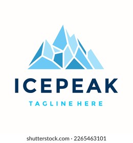ice peak mount stone geometric logo design vector.