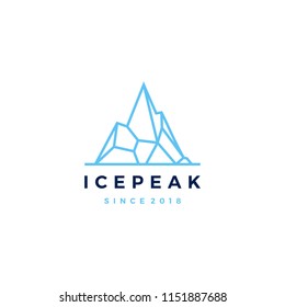 Ilustración de la línea de arte del logo geométrico de la montaña de la montaña de pico de hielo hielo