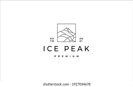 ice peak mount stone mountain adventure icepeak geometric logo line art outline illustration