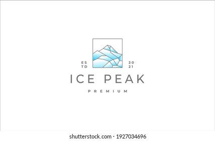 pista de arte de la línea del logotipo geométrico de la montaña de la montaña del pico de hielo
