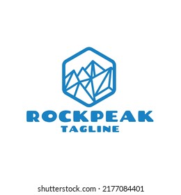 ice peak mount stone mountain adventure icepeak geometric logo line art outline illustration