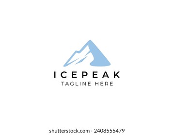 Diseño del logo de la aventura de montaña Ice Peak Mount Stone. Logo de pico de hielo de montaje minimalista