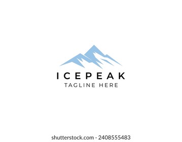 Ice Peak Mount Stone mountain adventure logo design. Minimalist mount ice peak logo