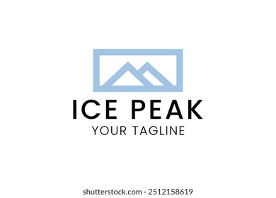 Ice Peak Mount Stone mountain adventure logo design. Minimalist mount ice peak logo