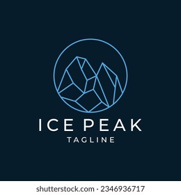 Ice peak mountain stone logo design icon template