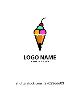 Vector de diseño de logotipo de lápiz de hielo