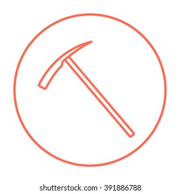 Ice pickaxe line icon.
