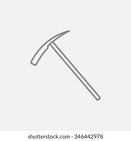 Ice pickaxe line icon for web, mobile and infographics. Vector dark grey icon isolated on light grey background.