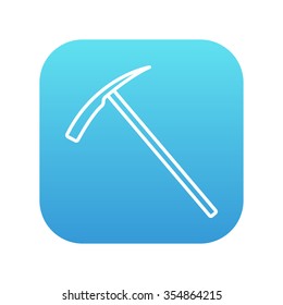 Ice pickaxe line icon for web, mobile and infographics. Vector white icon on the blue gradient square with rounded corners isolated on white background.