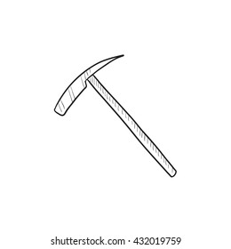 Ice pickaxe vector sketch icono aislado en el fondo. Icono de Ice pickaxe dibujado a mano. Ice pickaxe sketch icon para infografía, sitio web o aplicación.