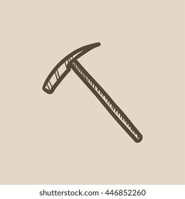 Ice pickaxe vector sketch icon isolated on background. Hand drawn Ice pickaxe icon. Ice pickaxe sketch icon for infographic, website or app.