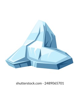 Ice piece of cartoon iceberg in triangle shape. Glacier snow mountain with icy crack, North Pole and cold winter mascot. Cartoon blue crystal rock of frozen water and iceberg vector illustration