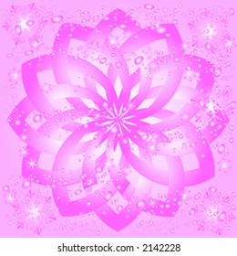 ice pink rosette with snowflakes and bubbles
