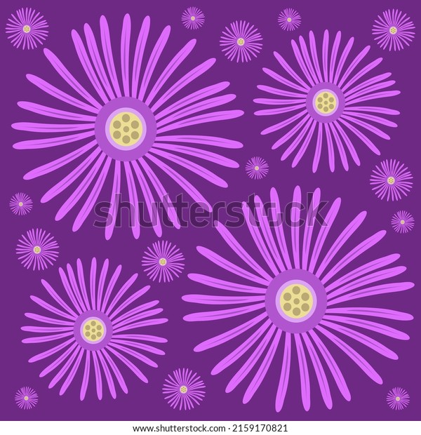 Ice plant flowers flat vector\
background. Cute ice plant flowers cartoon vector background for\
graphic design, illustration, and decorative\
element