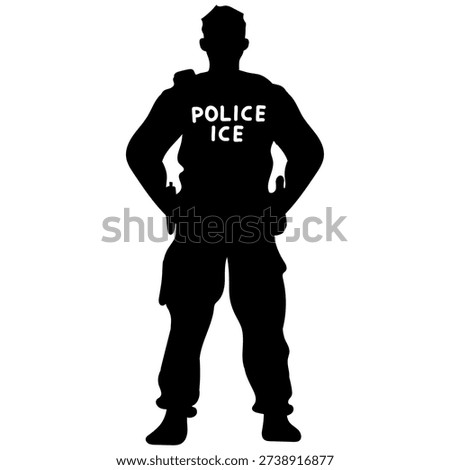 Ice Police Agent Illustration Vector Silhouette