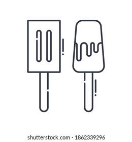 Ice-Pop-Konzeptsymbol, lineare einzelne Illustration, dünne Linie, Webdesign-Zeichen, Umrisssymbol mit bearbeitbarem Strich auf weißem Hintergrund.