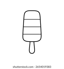 Ice pop icon in clean line style with a minimalist and modern outline ice cream stick frozen dessert, ideal for summer food, sweet treats, and snack symbols