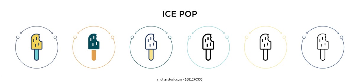 Ice pop icon in filled, thin line, outline and stroke style. Vector illustration of two colored and black ice pop vector icons designs can be used for mobile, ui, web