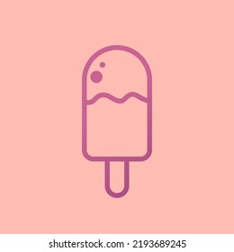 Ice Pop Icon Vector. Chocolate Popsicle On Stick Vector. (whole And Bitten With Filling) Isolated On Pink Background.