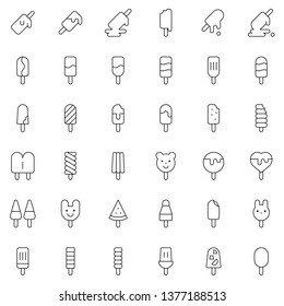 Ice pop vector icon set, line design