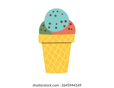 Helado aislado en el fondo blanco. Clipart de Vector en estilo plano. Concepto de verano y comida.
