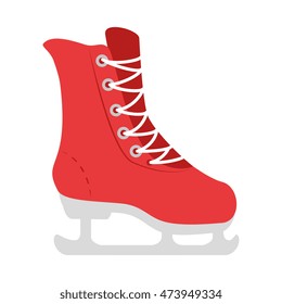 ice red skate winter sportwear equipment shoe vector illustration