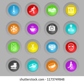 ice rink colored plastic round buttons vector icons for web and user interface design