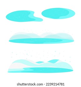 Ice rink, ice. A place for skating. Vector set in the flat style.