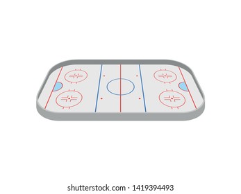 Ice Rink For Playing Hockey. View From Above. Vector Illustration On White Background.