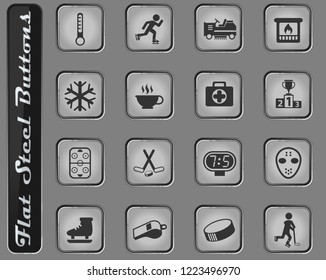 ice rink vector web icons on the flat steel buttons