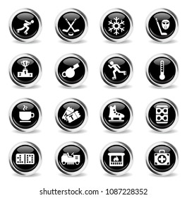 ice rink web icons - black round chrome buttons