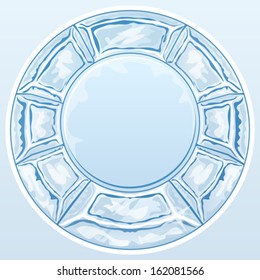 Ice round frame with ribbon. Transparency used in illustration  
