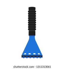 Ice Scraper Snow Removal Car Vector Icon Blue. Illustration Equipment Clean Tool Window Vehicle. Flat Symbol Element Kit