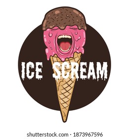 Ice Scream. Unique and Trendy Poster Design.