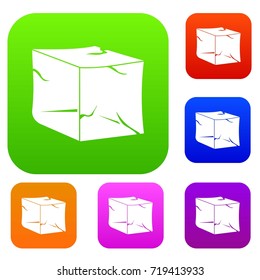 Ice set icon color in flat style isolated on white. Collection sings vector illustration