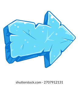 Diseño de Plantilla de Ilustración vectorial de color plano de dibujos animados de signo de flecha derecha en forma de hielo