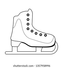 Ice skate boot sport symbol in black and white