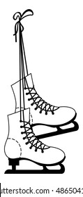 Ice skate boots contour. Vector clip art.