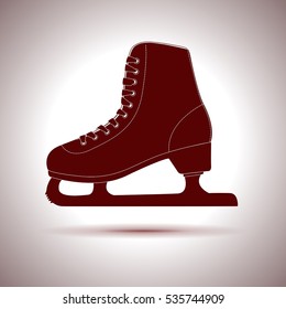 Ice skate. Brown icon. Vector illustration.