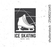 Ice Skate club logo, badge design. Concept for shirt or logo, print, stamp or tee with ice skating. Winter sport. Vector illustration.