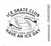 Ice Skate club logo, badge design. Concept for shirt or logo, print, stamp or tee with ice skating. Winter sport. Vector illustration.