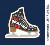 Ice Skate club logo, badge, patch design. Concept for shirt or logo, print, stamp or tee with ice skating. Winter sport. Vector illustration.