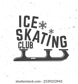 Ice Skate club logo, badge design. Concept for shirt or logo, print, stamp or tee. Winter sport. Vector illustration. Ice skating sport championship.