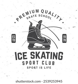 Ice Skate club logo, badge design. Concept for shirt or logo, print, stamp or tee with ice skating. Winter sport. Vector illustration.